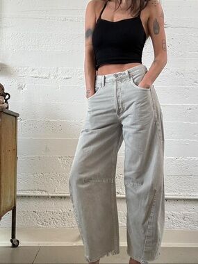 Citizens of Humanity Grey Wide-Leg High-Rise Jeans